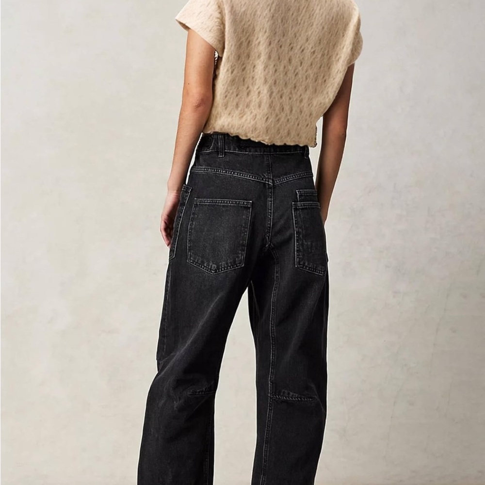 Tie Waist Black Barrel Jeans - Picture 4 of 4
